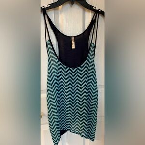 Bella D Womens Sz Small 2 Tone Cami Tank Top Navy Blue & Teal EUC
